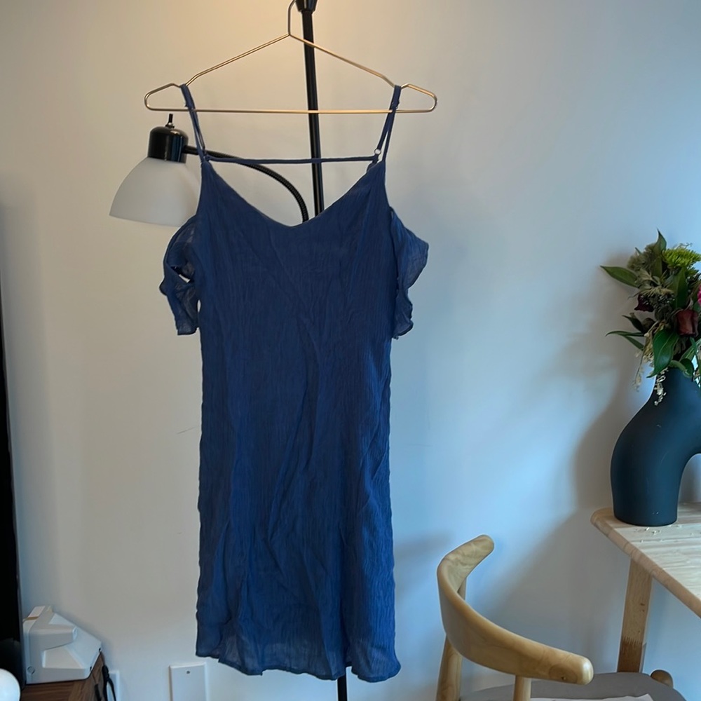 Issey Miyake Pleats Please Inspired mini dress| blue | XS